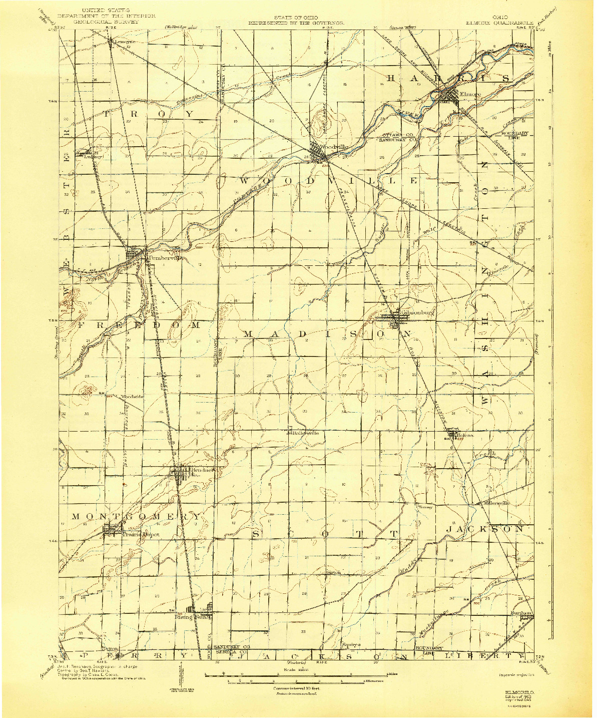 USGS 1:62500-SCALE QUADRANGLE FOR ELMORE, OH 1903