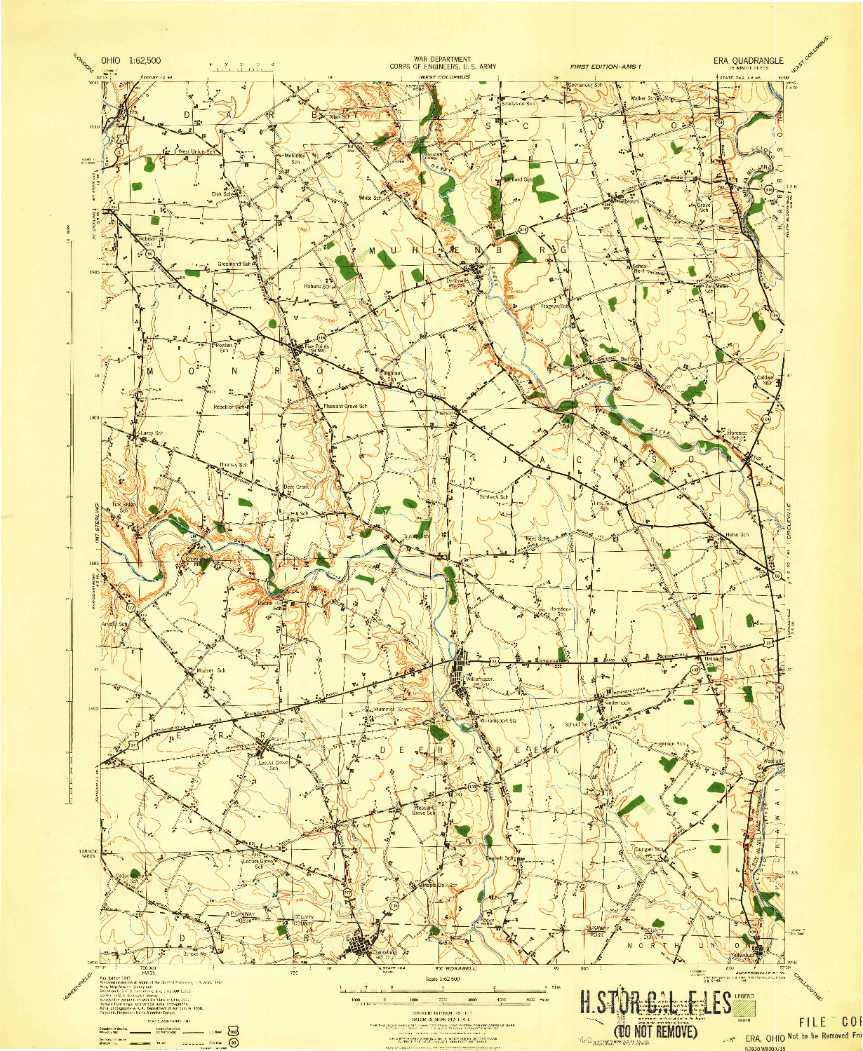 USGS 1:62500-SCALE QUADRANGLE FOR ERA, OH 1943