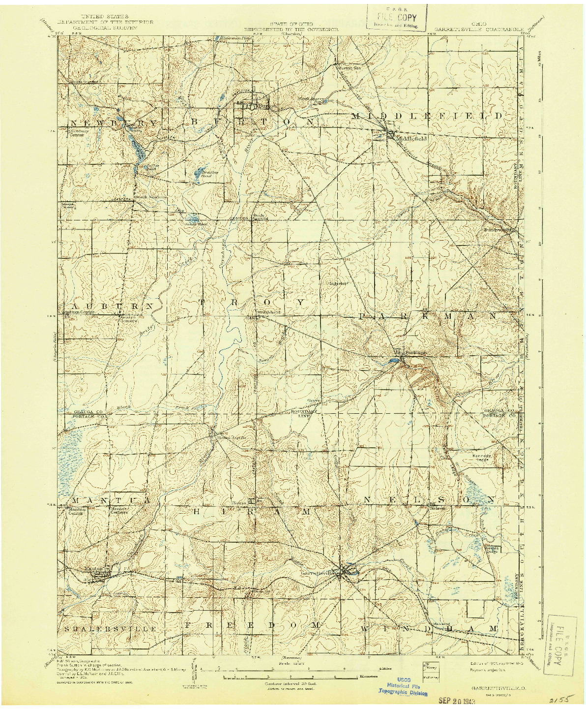 USGS 1:62500-SCALE QUADRANGLE FOR GARRETTSVILLE, OH 1907