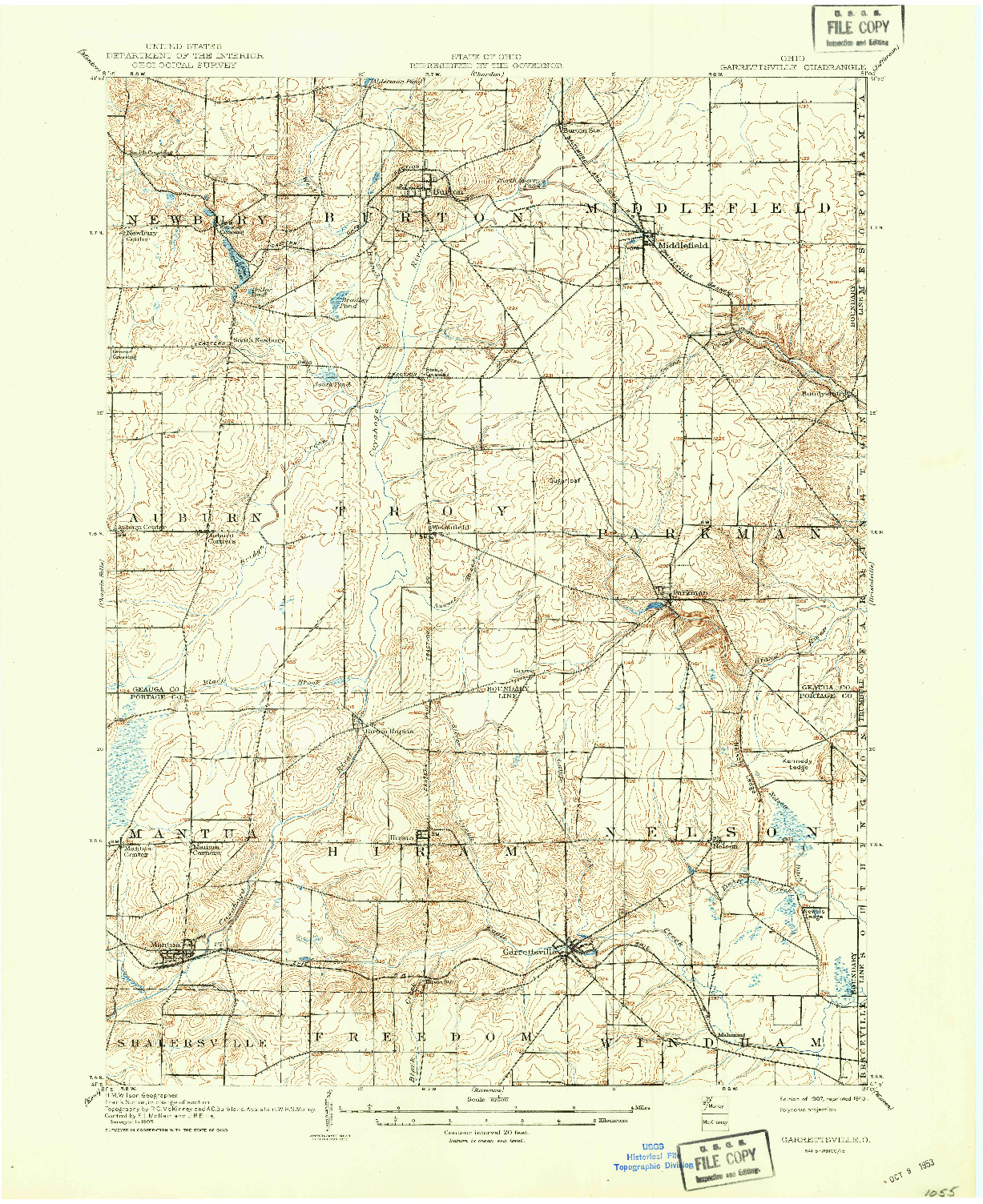 USGS 1:62500-SCALE QUADRANGLE FOR GARRETTSVILLE, OH 1907