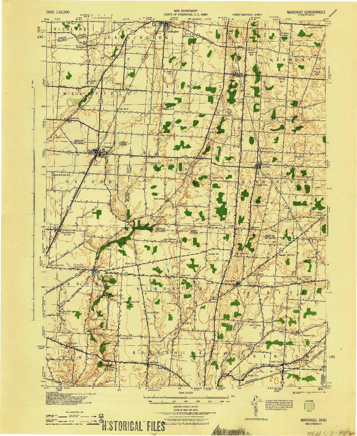 USGS 1:62500-SCALE QUADRANGLE FOR MARENGO, OH 1943