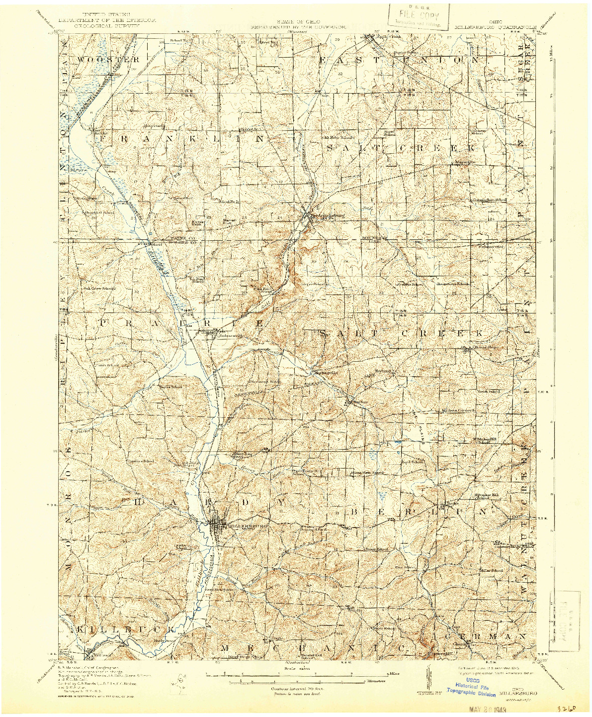 USGS 1:62500-SCALE QUADRANGLE FOR MILLERSBURG, OH 1915