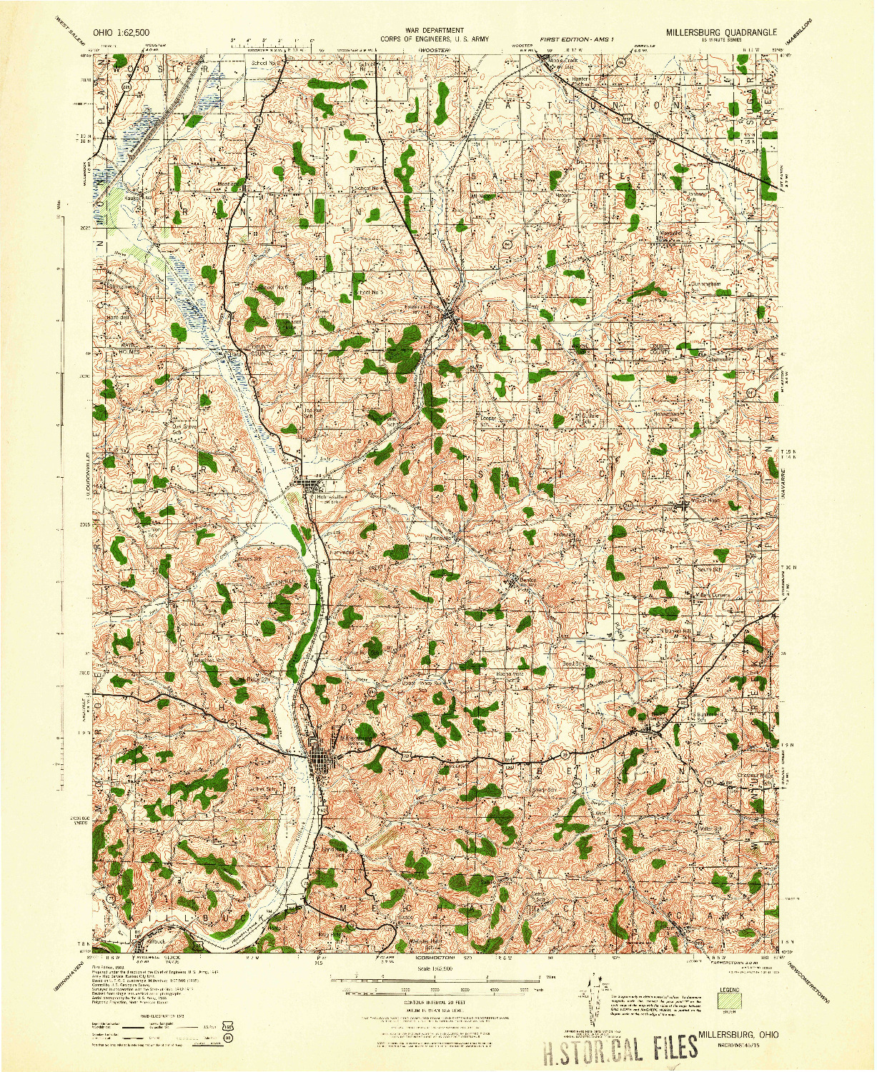 USGS 1:62500-SCALE QUADRANGLE FOR MILLERSBURG, OH 1943