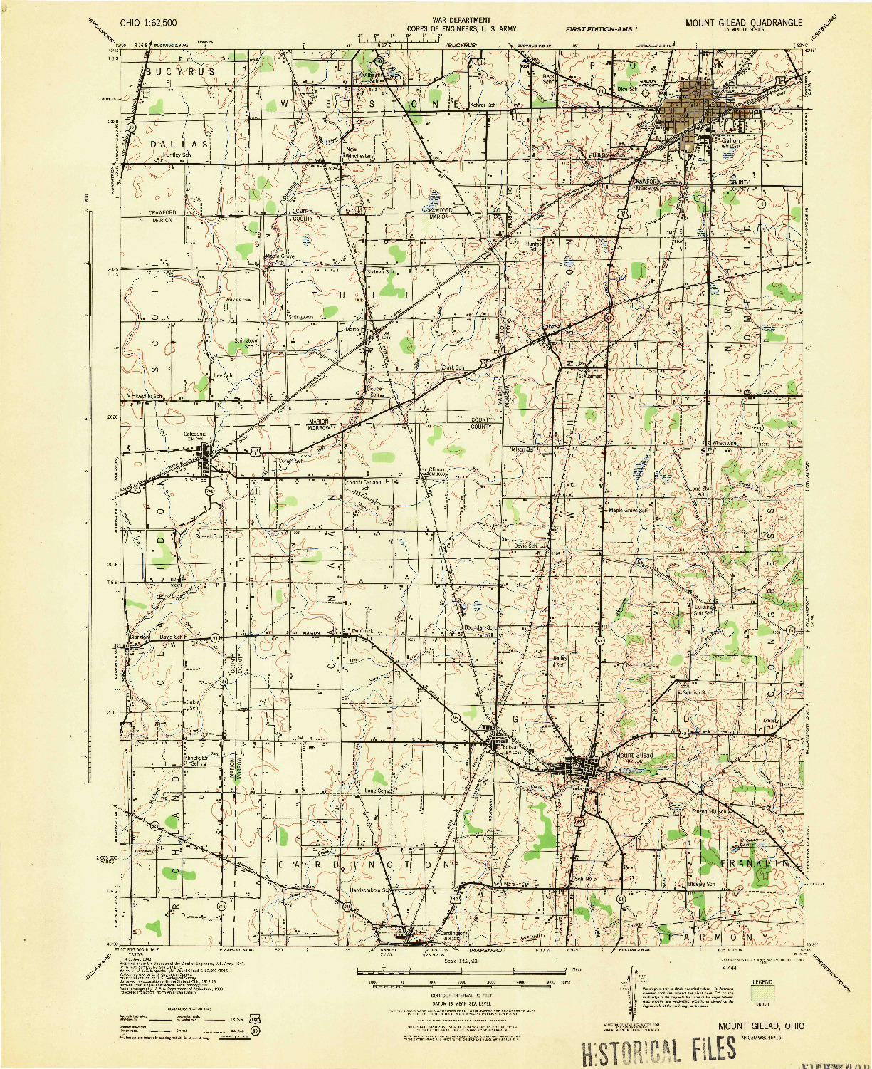 USGS 1:62500-SCALE QUADRANGLE FOR MOUNT GILEAD, OH 1943