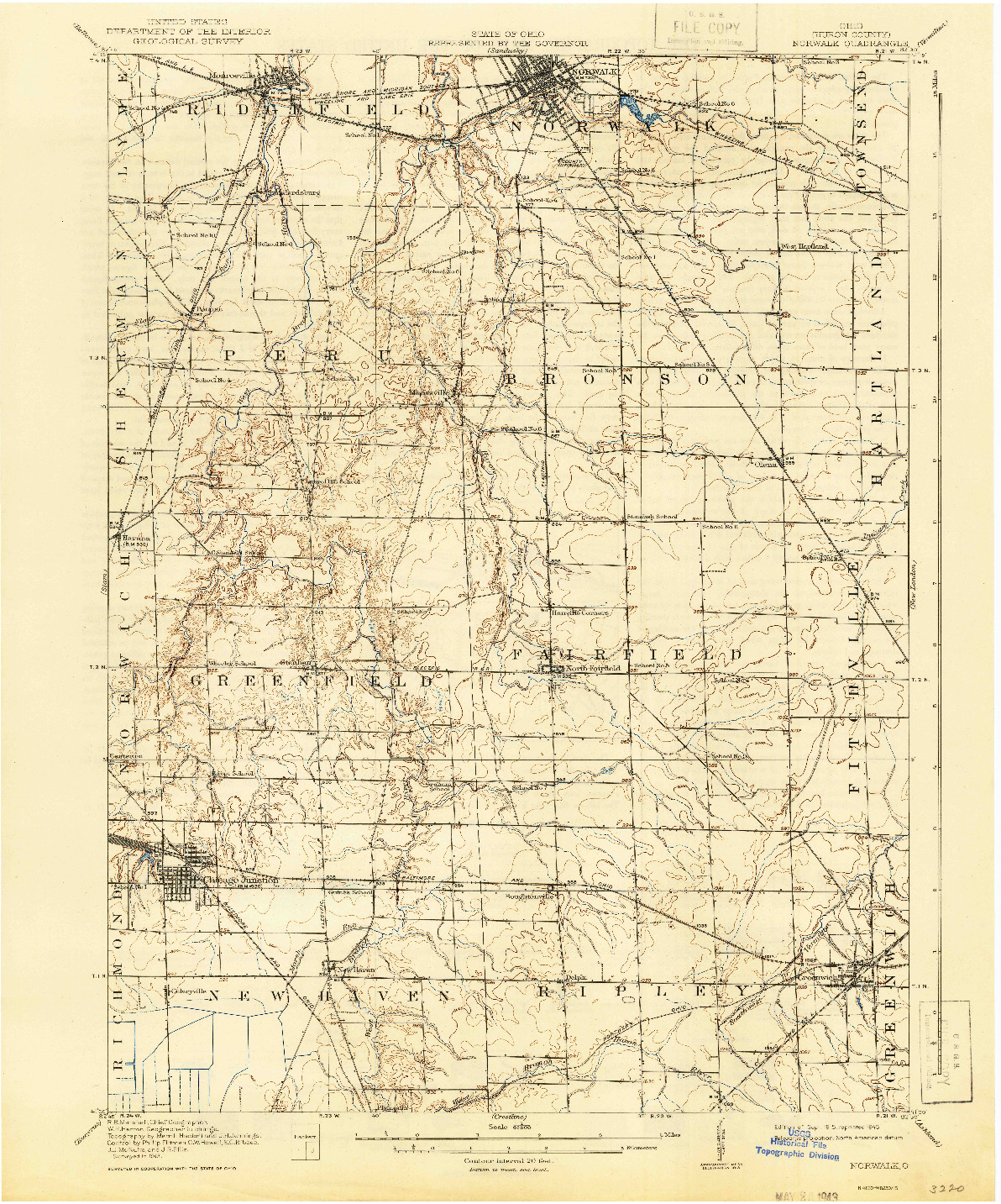USGS 1:62500-SCALE QUADRANGLE FOR NORWALK, OH 1915