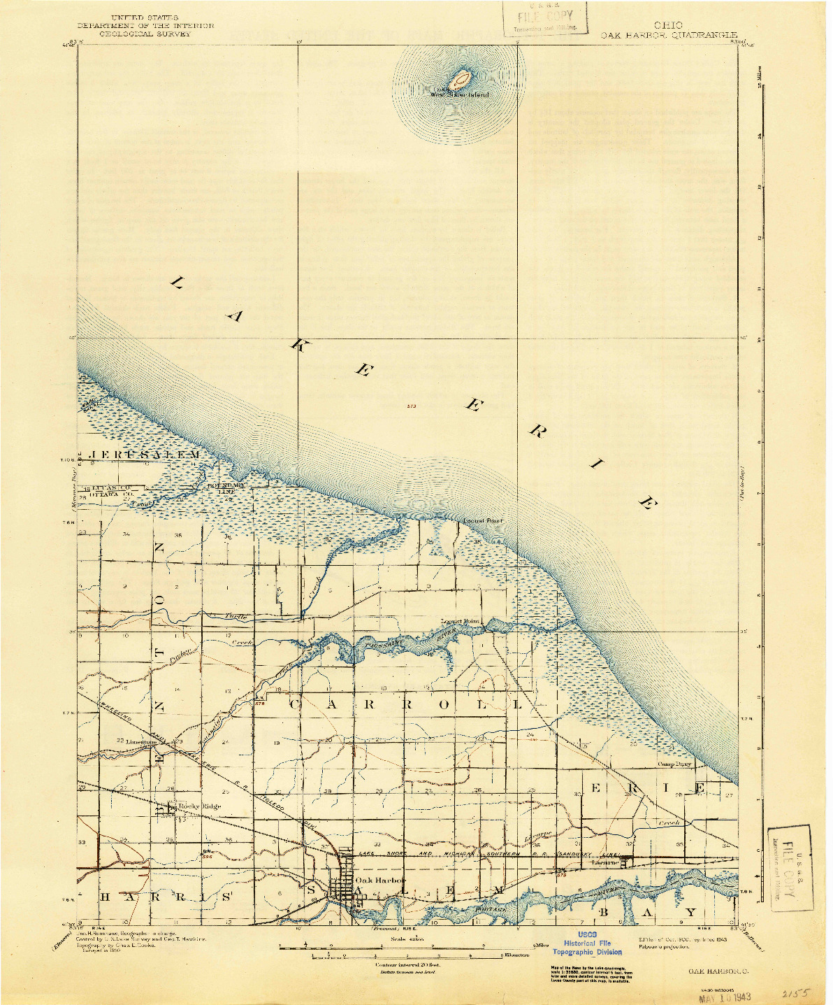 USGS 1:62500-SCALE QUADRANGLE FOR OAK HARBOR, OH 1900