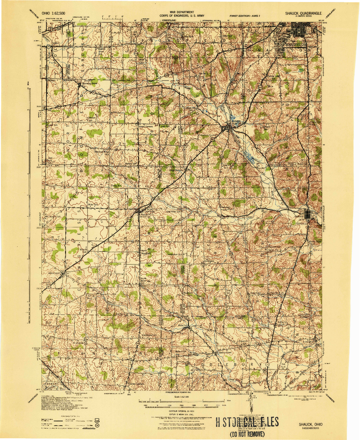 USGS 1:62500-SCALE QUADRANGLE FOR SHAUCK, OH 1943