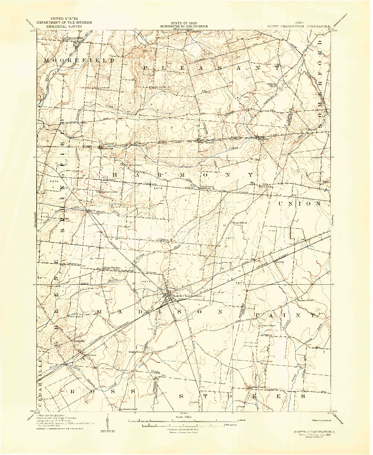 USGS 1:62500-SCALE QUADRANGLE FOR SOUTH CHARLESTON, OH 1907