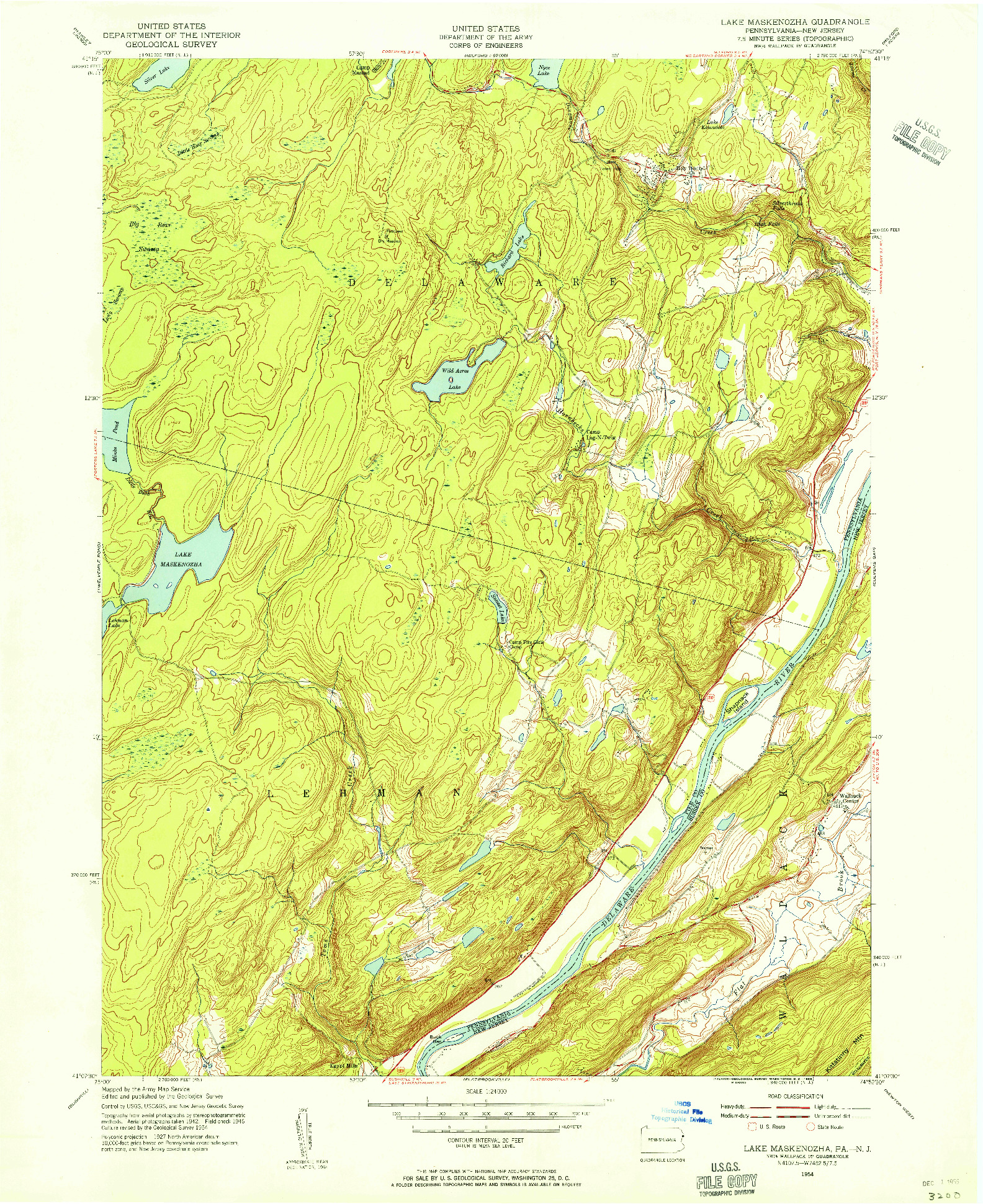 USGS 1:24000-SCALE QUADRANGLE FOR LAKE MASKENOZHA, PA 1943