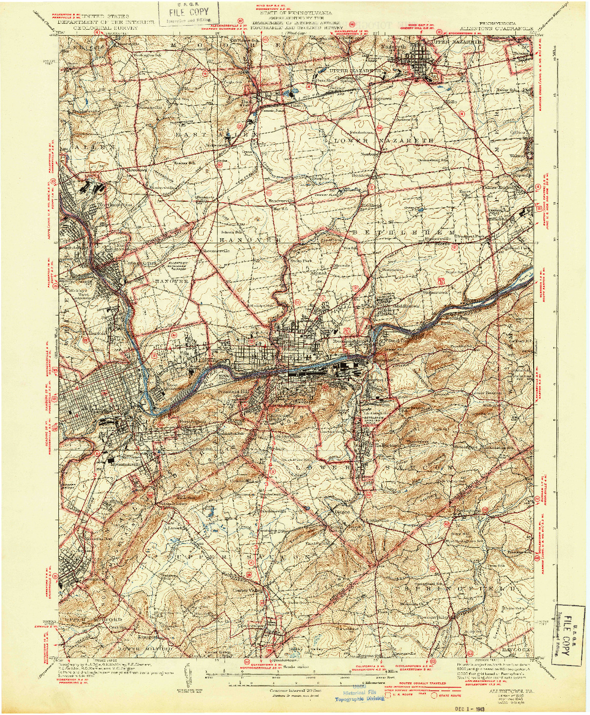 USGS 1:62500-SCALE QUADRANGLE FOR ALLENTOWN, PA 1939