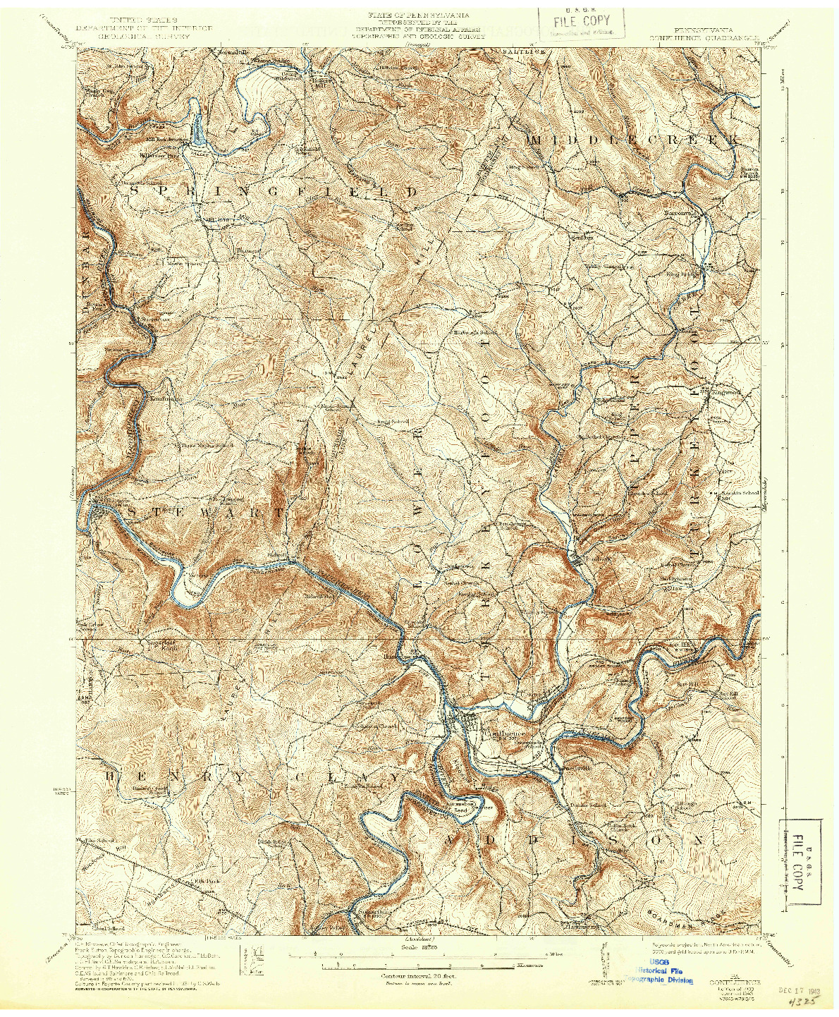 USGS 1:62500-SCALE QUADRANGLE FOR CONFLUENCE, PA 1933