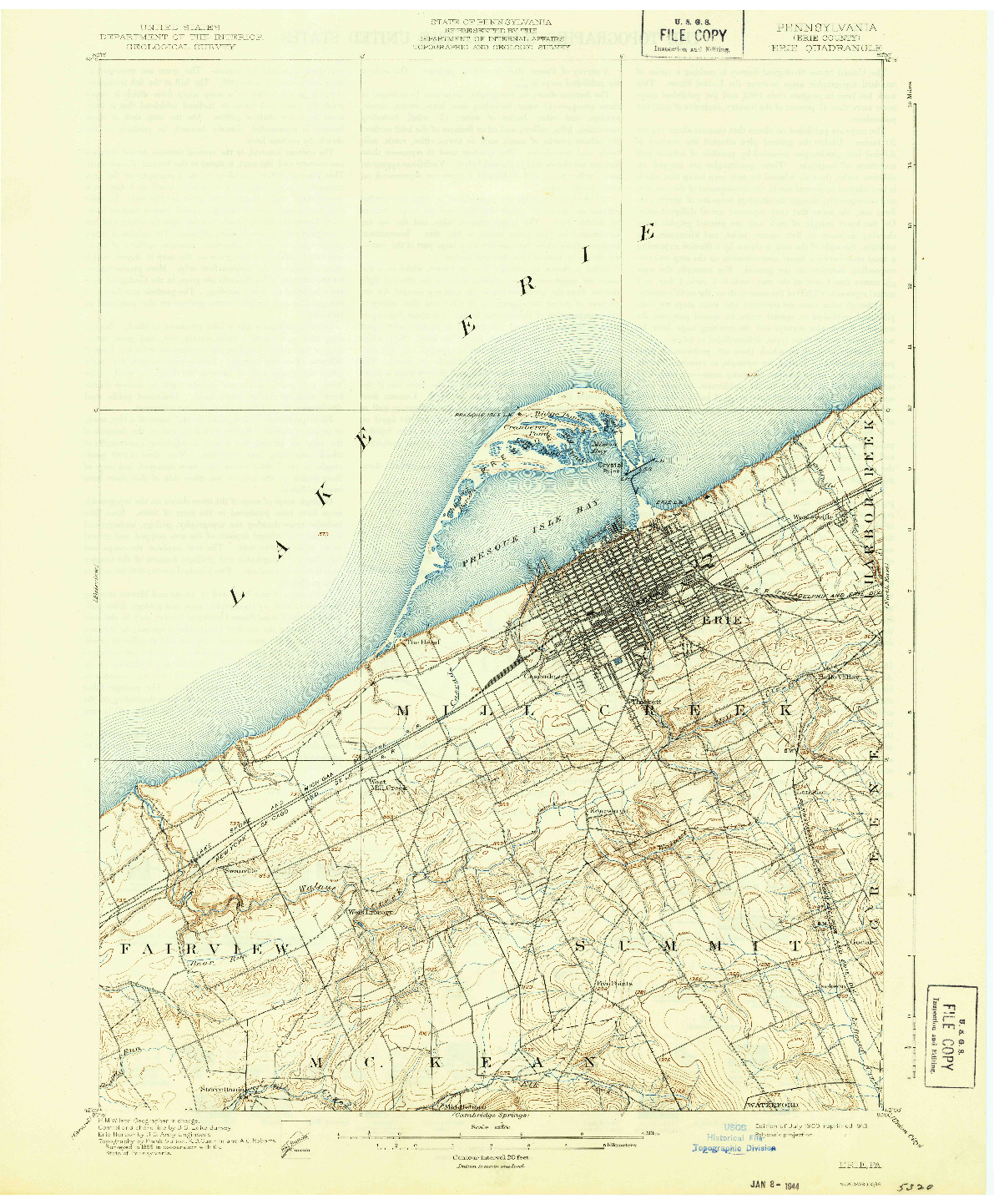 USGS 1:62500-SCALE QUADRANGLE FOR ERIE, PA 1900