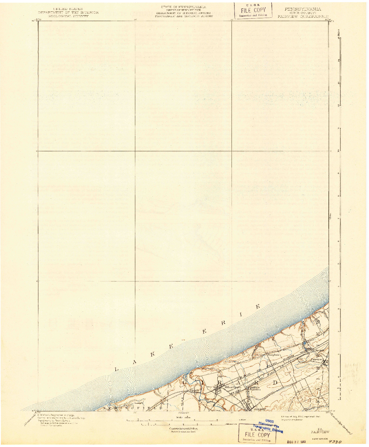 USGS 1:62500-SCALE QUADRANGLE FOR FAIRVIEW, PA 1900