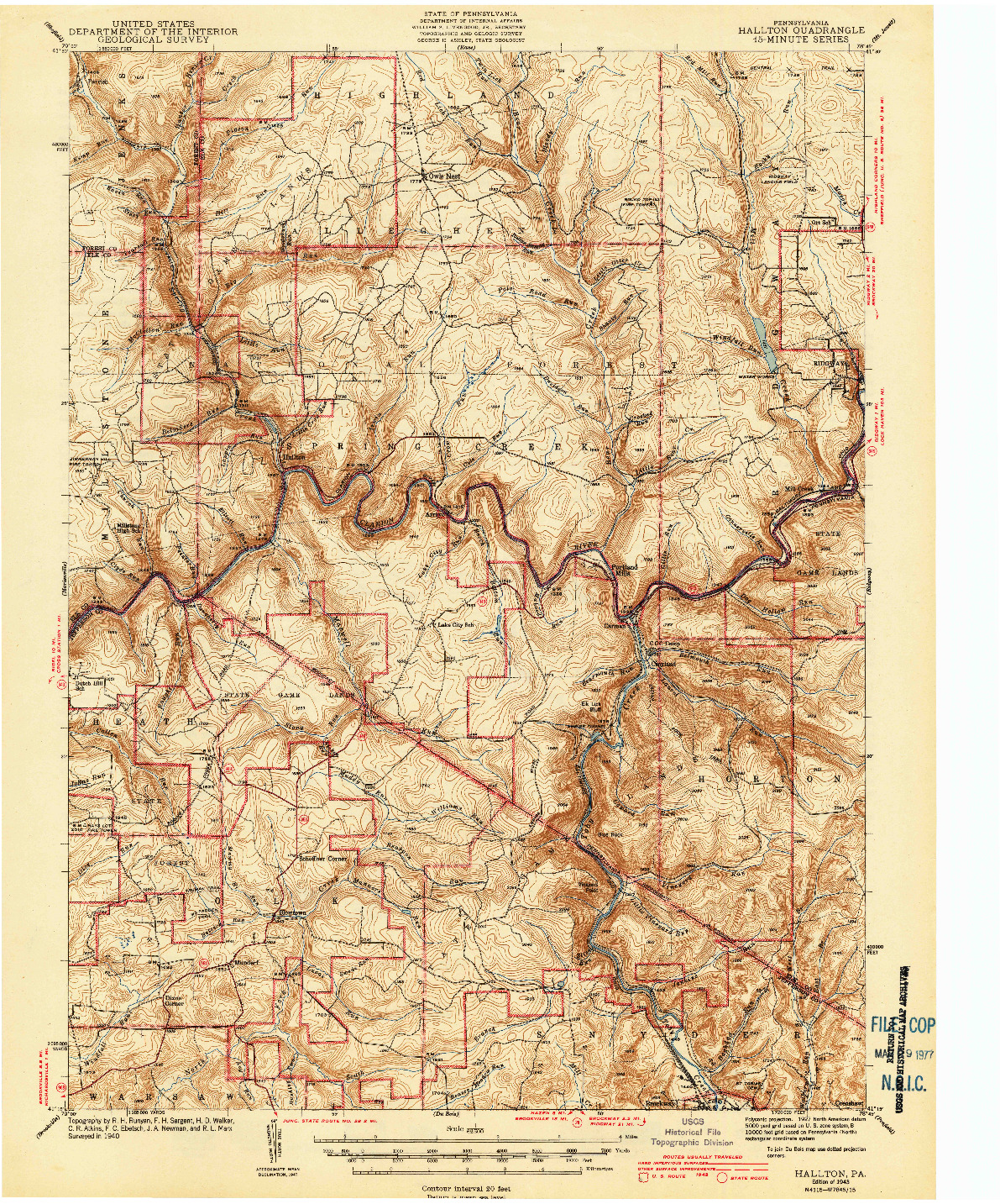 USGS 1:62500-SCALE QUADRANGLE FOR HALLTON, PA 1943