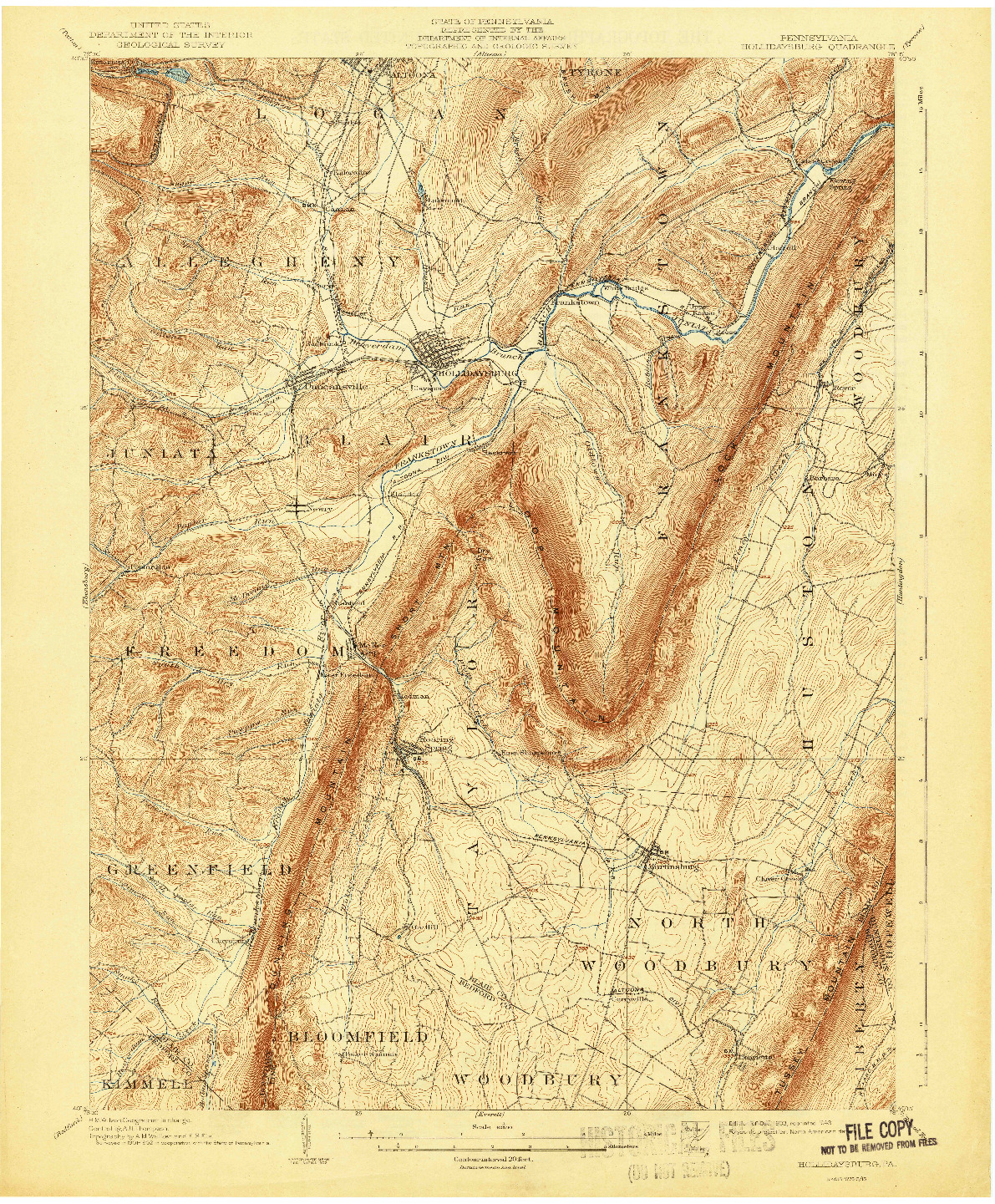 USGS 1:62500-SCALE QUADRANGLE FOR HOLLIDAYSBURG, PA 1903