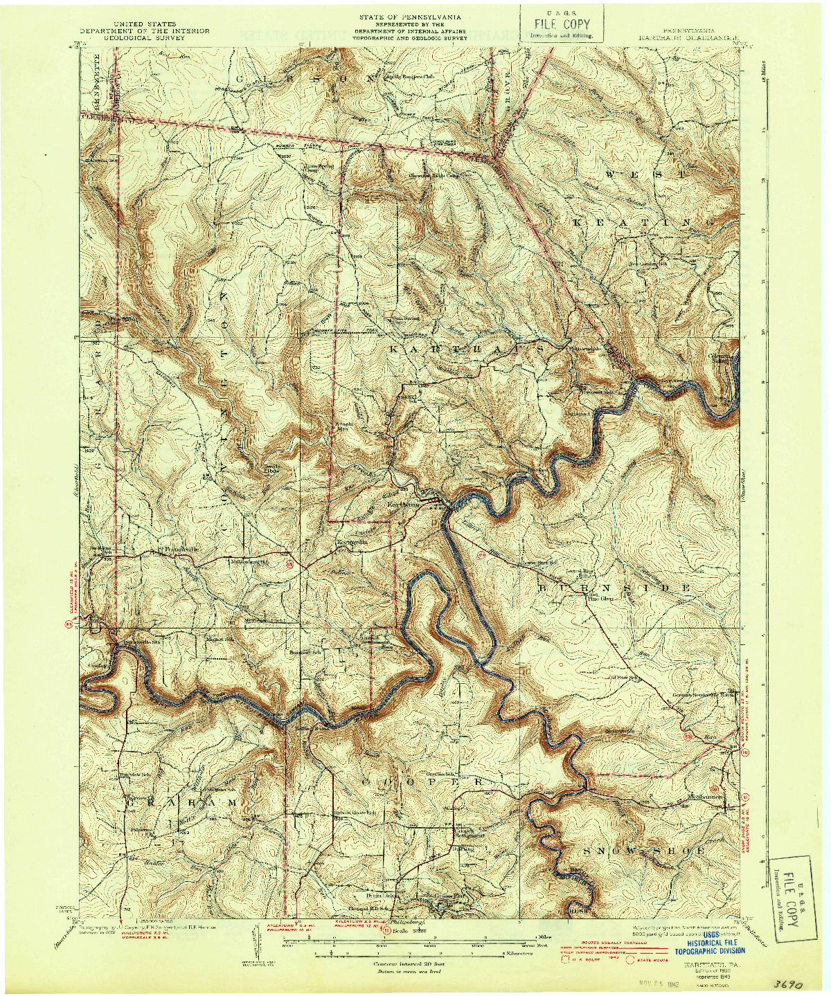 USGS 1:62500-SCALE QUADRANGLE FOR KARTHAUS, PA 1932