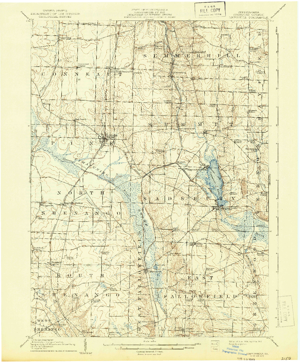 USGS 1:62500-SCALE QUADRANGLE FOR LINESVILLE, PA 1908