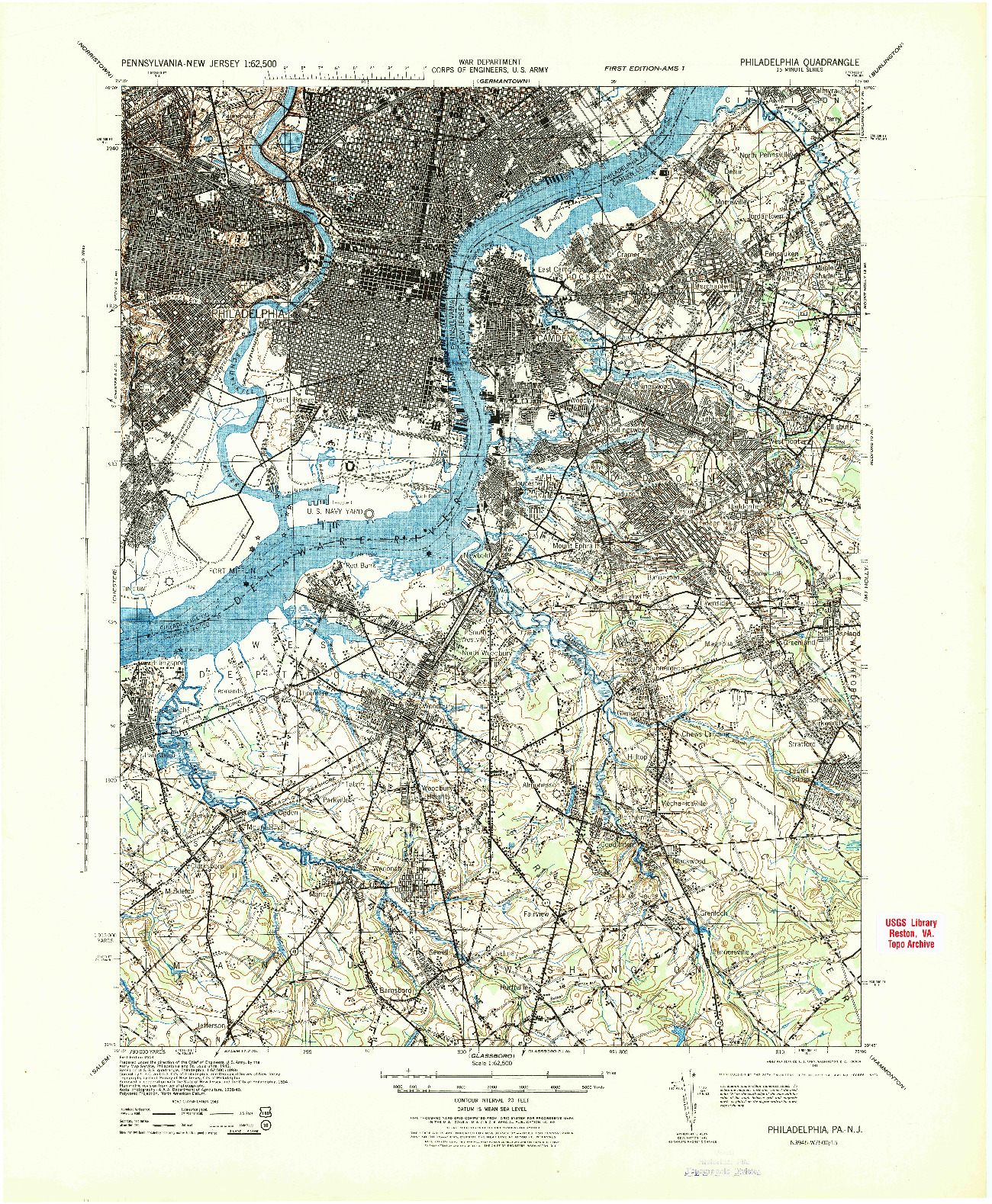 USGS 1:62500-SCALE QUADRANGLE FOR PHILADELPHIA, PA 1943