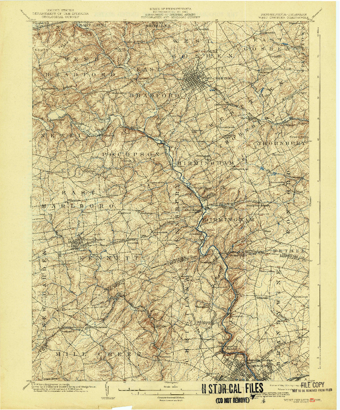 USGS 1:62500-SCALE QUADRANGLE FOR WEST CHESTER, PA 1904