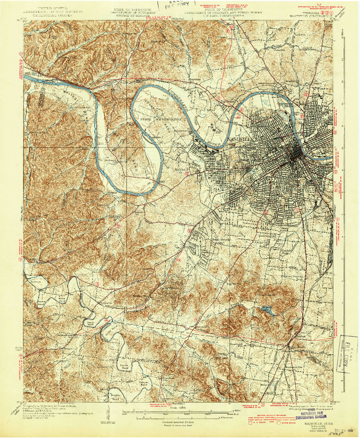 USGS 1:62500-SCALE QUADRANGLE FOR NASHVILLE, TN 1932