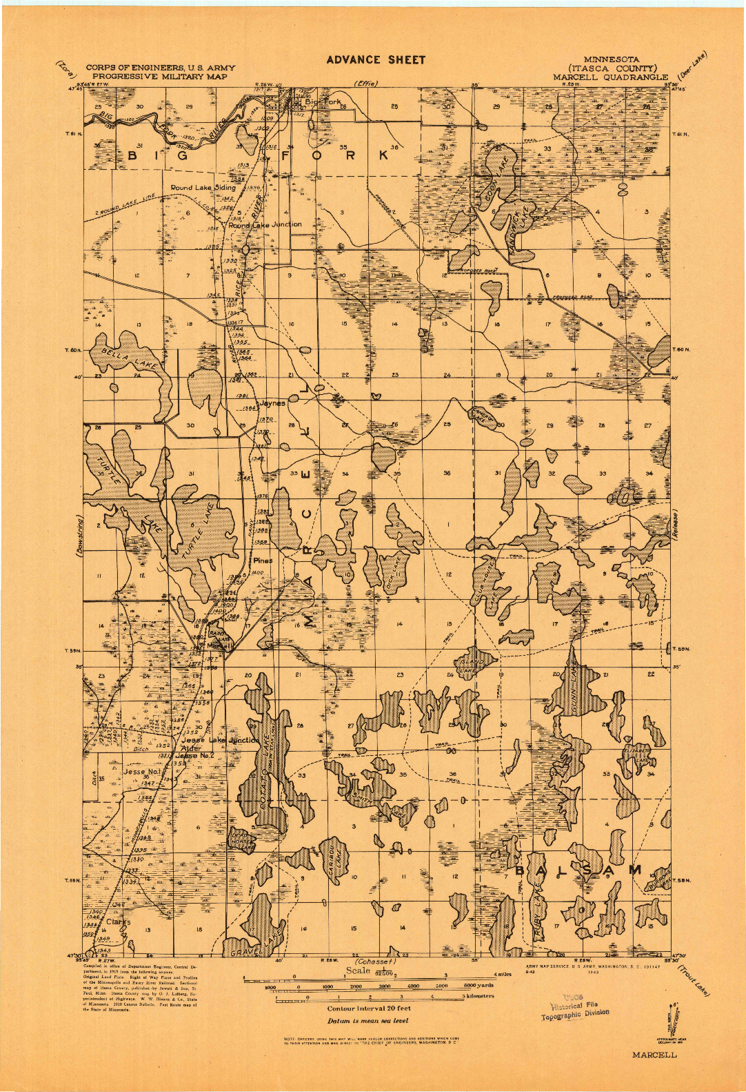 USGS 1:62500-SCALE QUADRANGLE FOR MARCELL, MN 1919