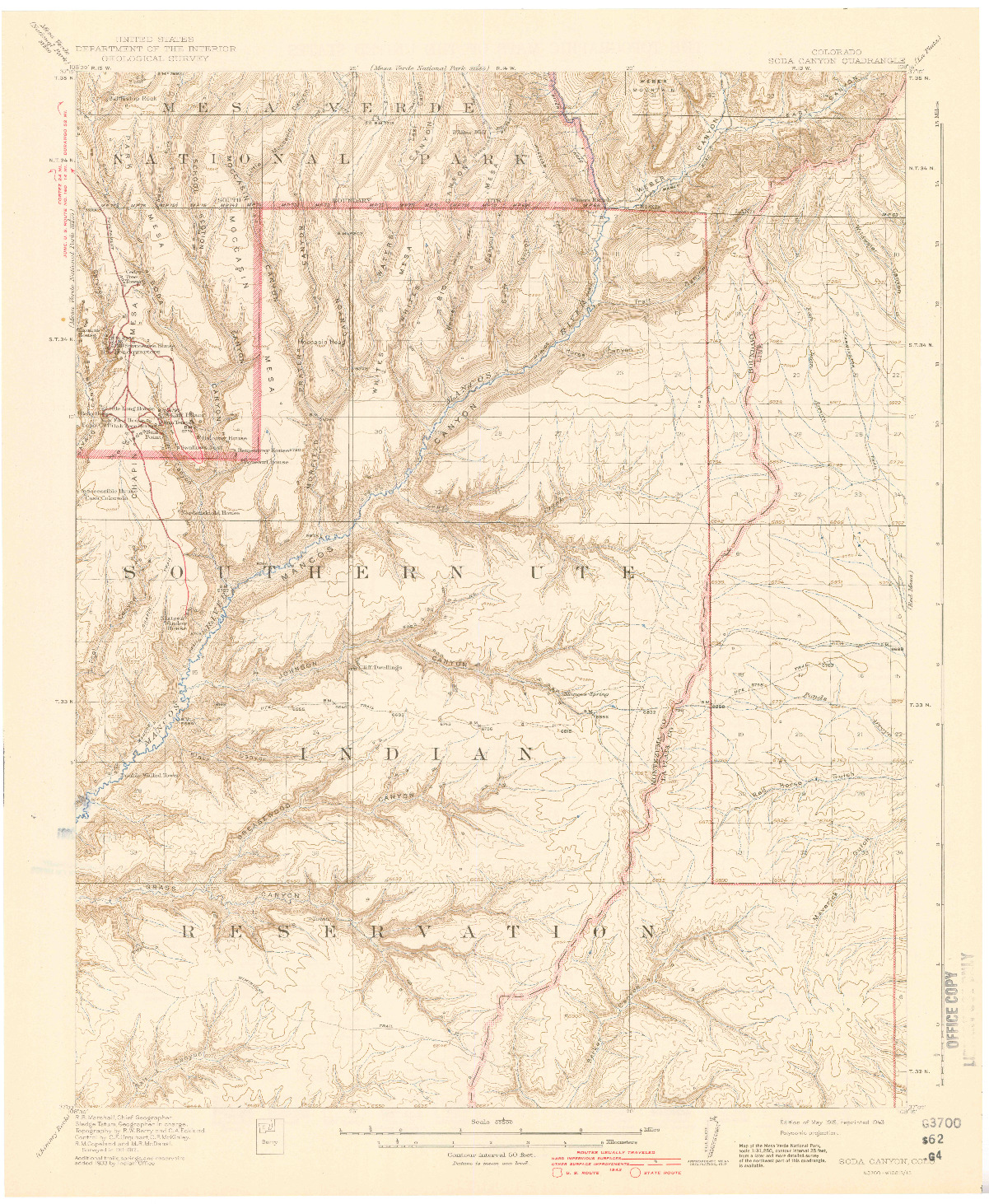 USGS 1:62500-SCALE QUADRANGLE FOR SODA CANYON, CO 1915