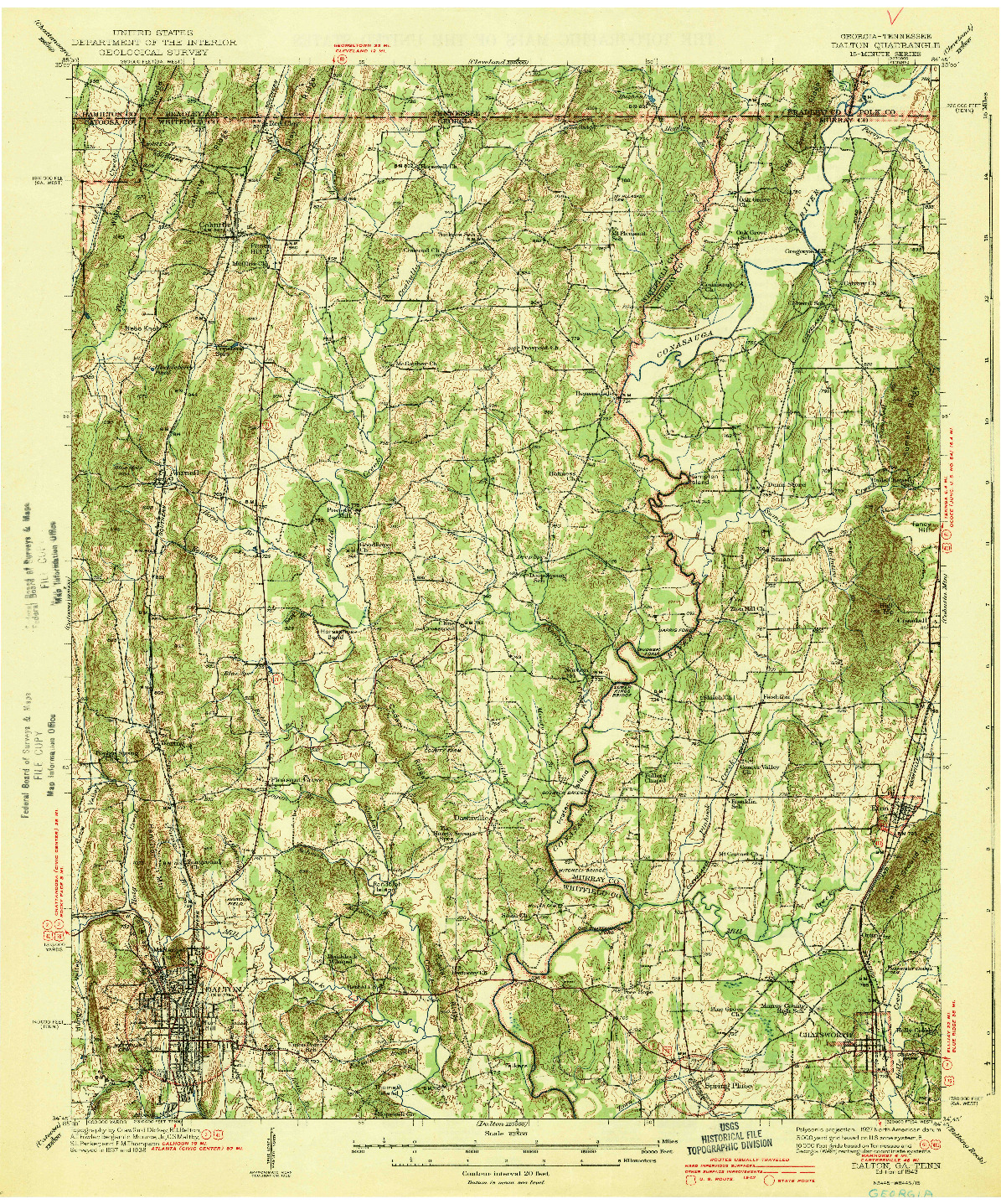 USGS 1:62500-SCALE QUADRANGLE FOR DALTON, GA 1943