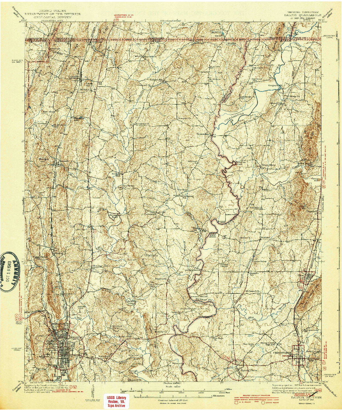 USGS 1:62500-SCALE QUADRANGLE FOR DALTON, GA 1943