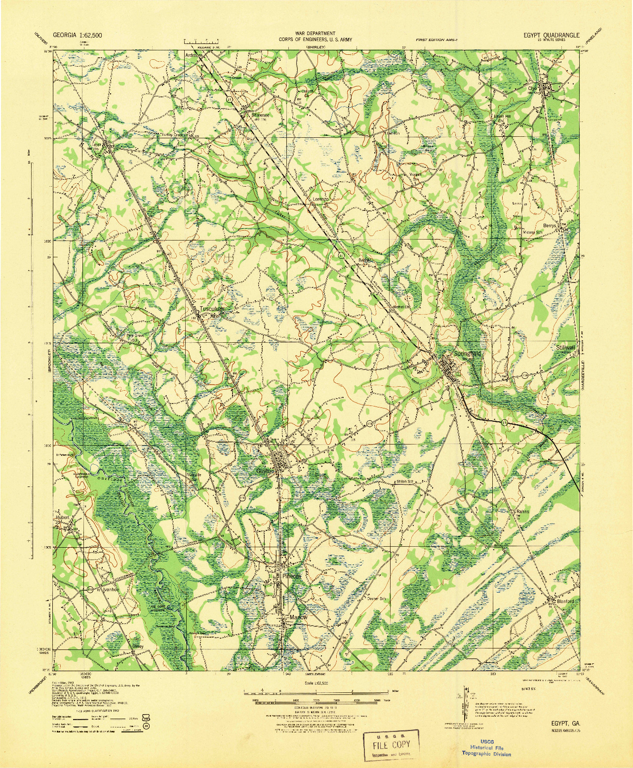 USGS 1:62500-SCALE QUADRANGLE FOR EGYPT, GA 1943
