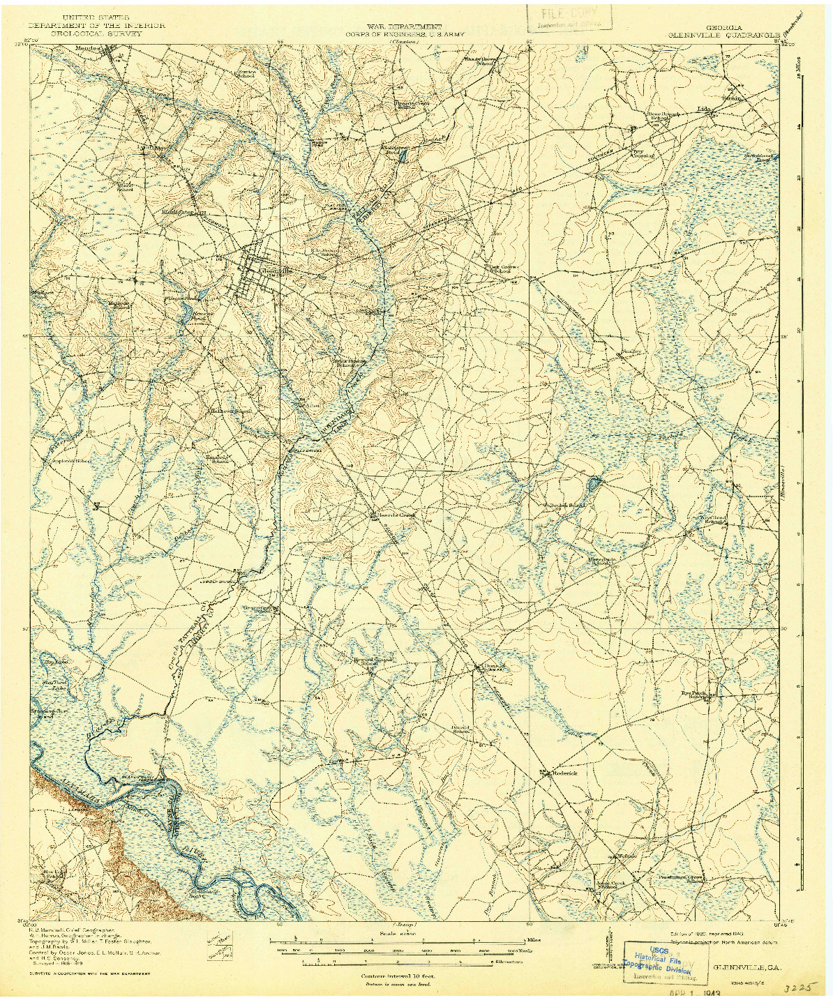 USGS 1:62500-SCALE QUADRANGLE FOR GLENNVILLE, GA 1920