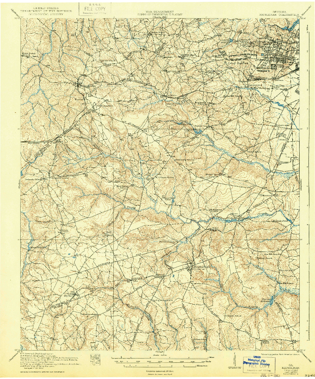 USGS 1:62500-SCALE QUADRANGLE FOR HEPHZIBAH, GA 1922