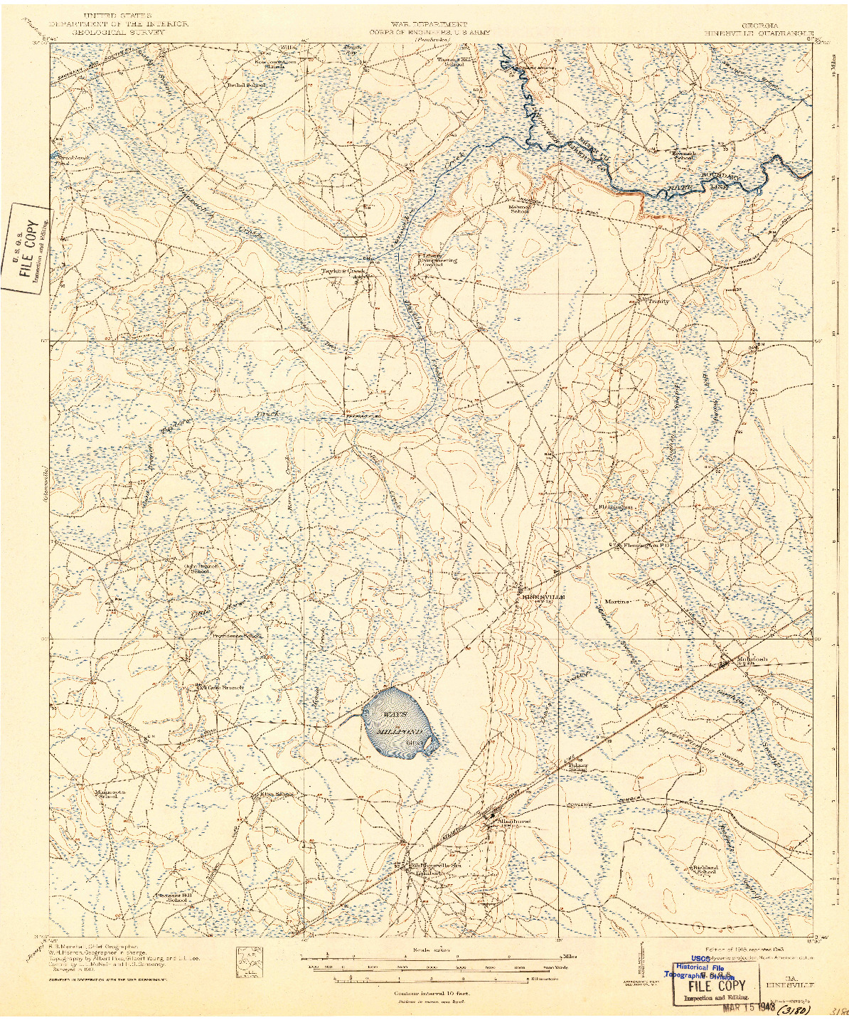 USGS 1:62500-SCALE QUADRANGLE FOR HINESVILLE, GA 1918