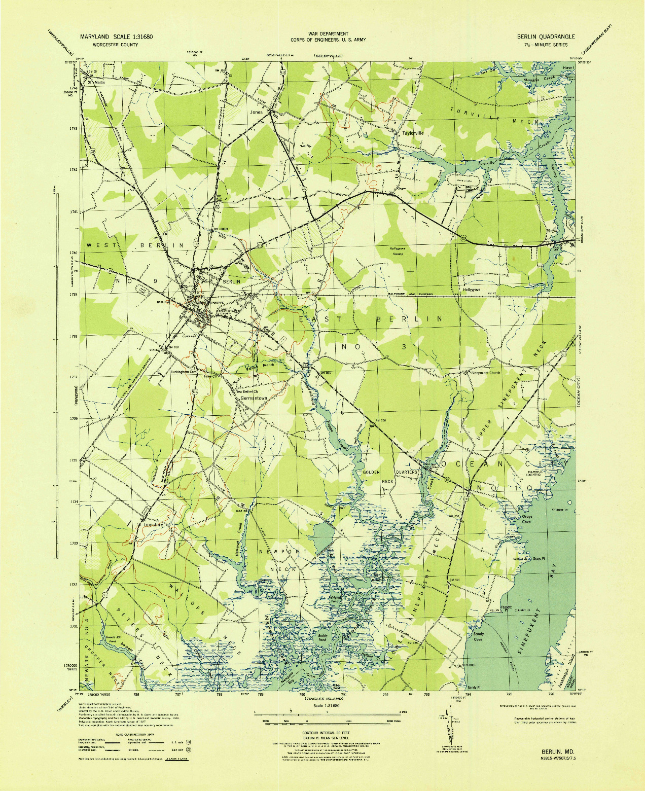 USGS 1:31680-SCALE QUADRANGLE FOR BERLIN, MD 1943