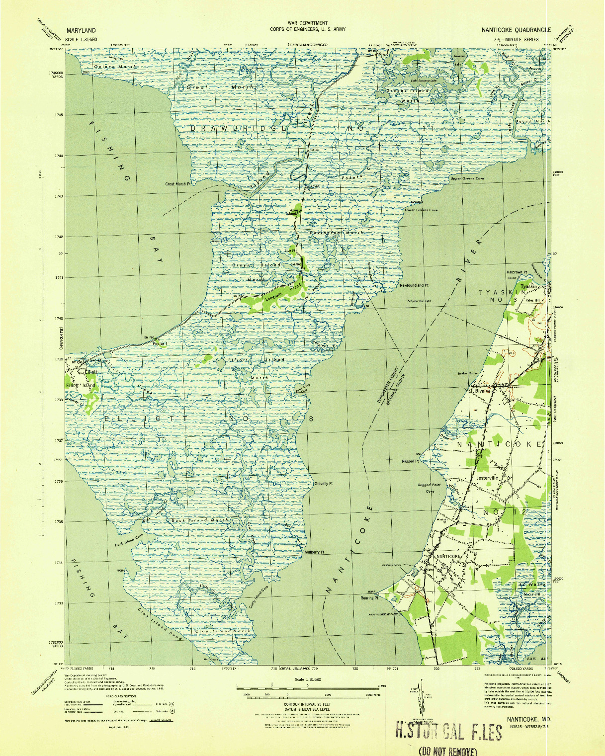 USGS 1:31680-SCALE QUADRANGLE FOR NANTICOKE, MD 1943