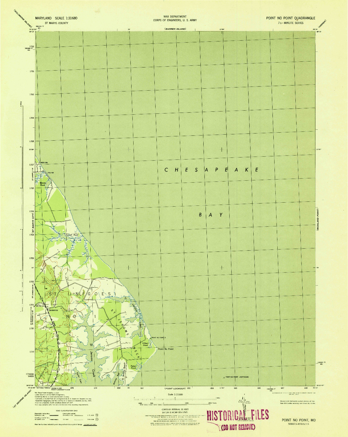 USGS 1:31680-SCALE QUADRANGLE FOR POINT NO POINT, MD 1943