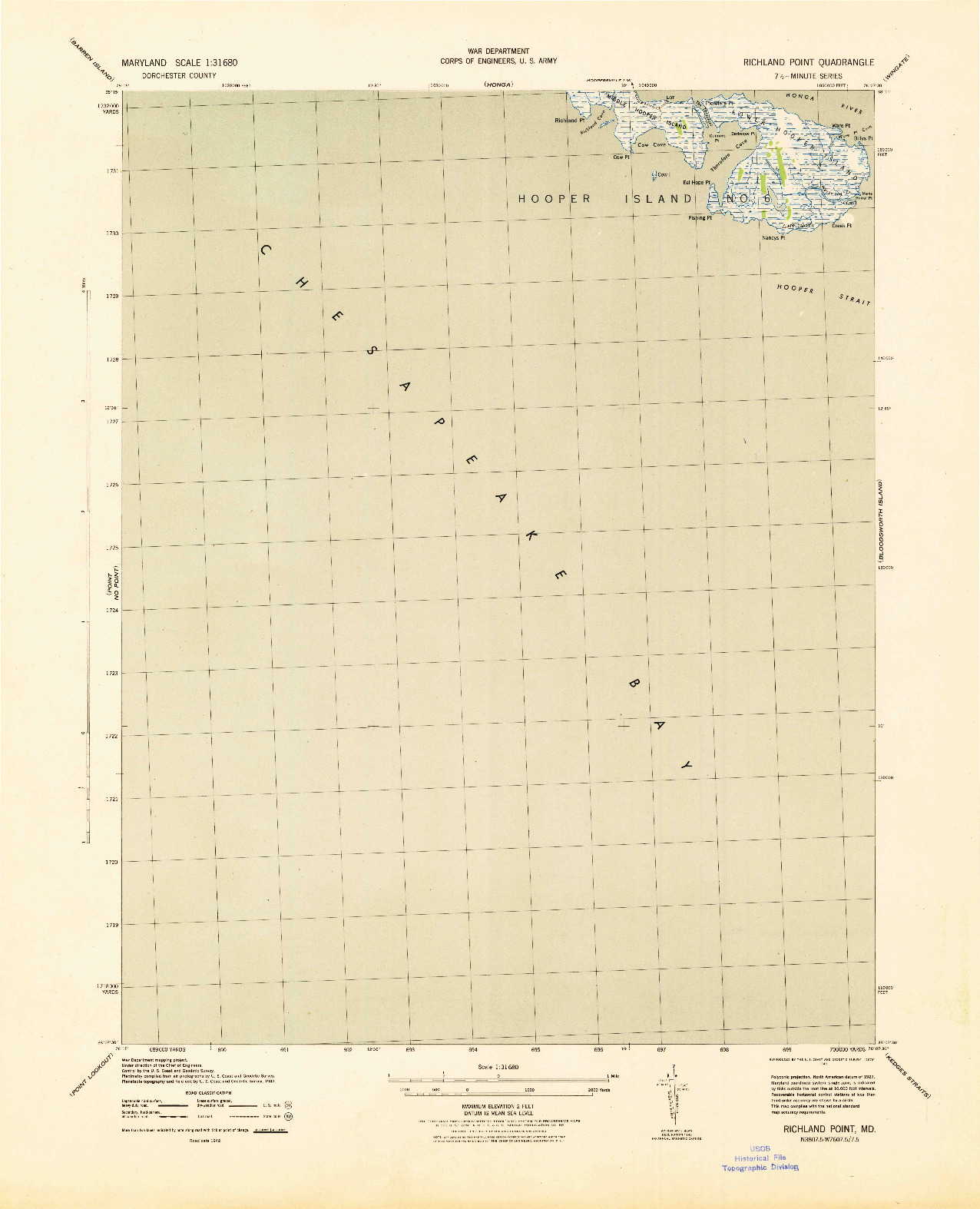 USGS 1:31680-SCALE QUADRANGLE FOR RICHLAND POINT, MD 1943