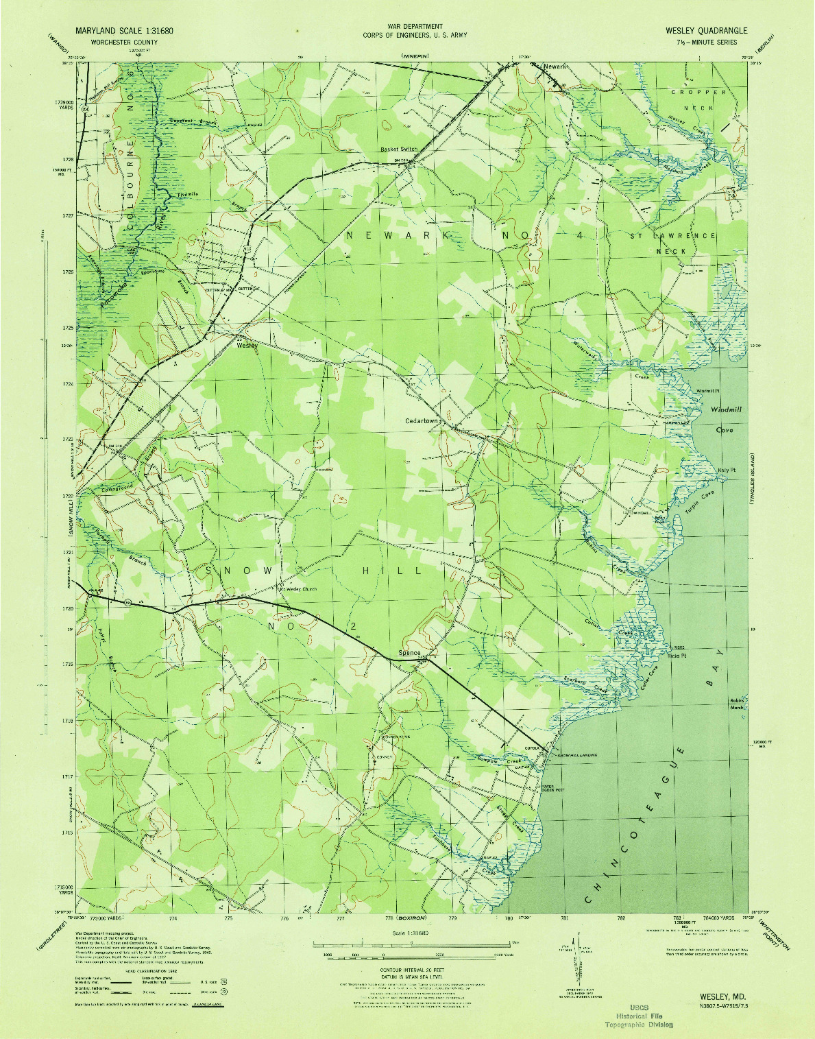 USGS 1:31680-SCALE QUADRANGLE FOR WESLEY, MD 1943