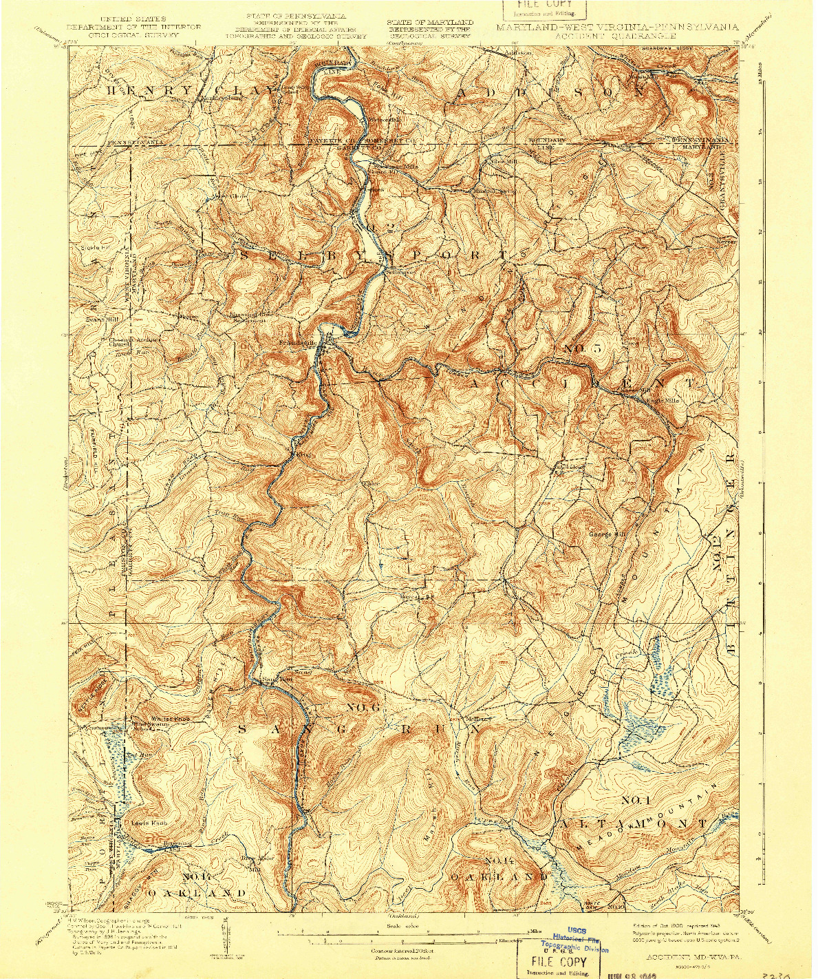 USGS 1:62500-SCALE QUADRANGLE FOR ACCIDENT, MD 1900