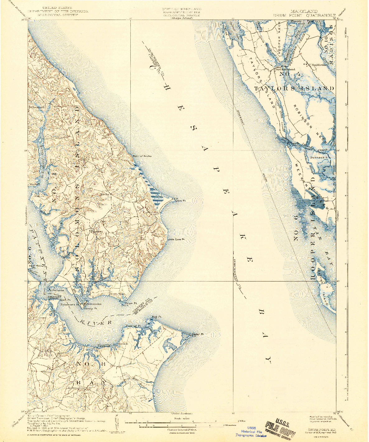 USGS 1:62500-SCALE QUADRANGLE FOR DRUM POINT, MD 1905