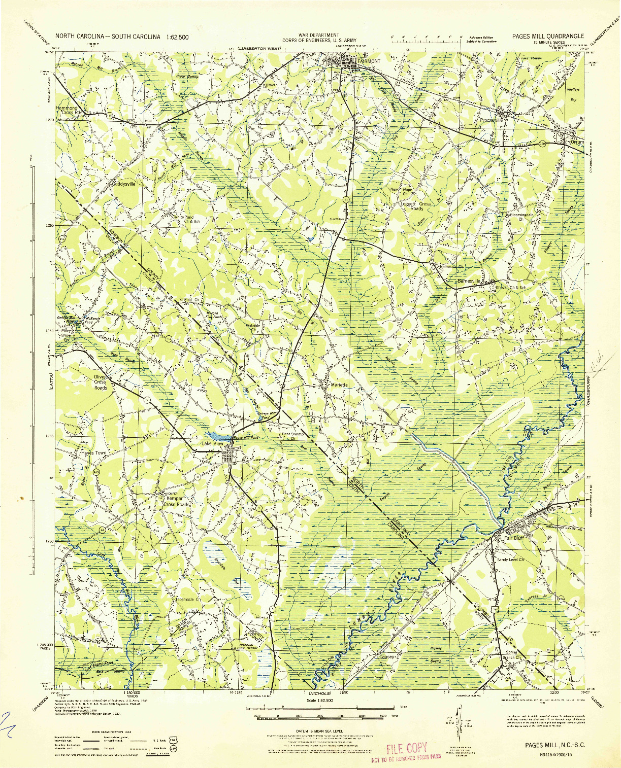 USGS 1:62500-SCALE QUADRANGLE FOR PAGES MILL, NC 1943