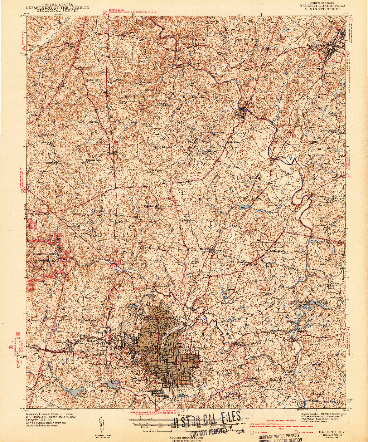 USGS 1:62500-SCALE QUADRANGLE FOR RALEIGH, NC 1943