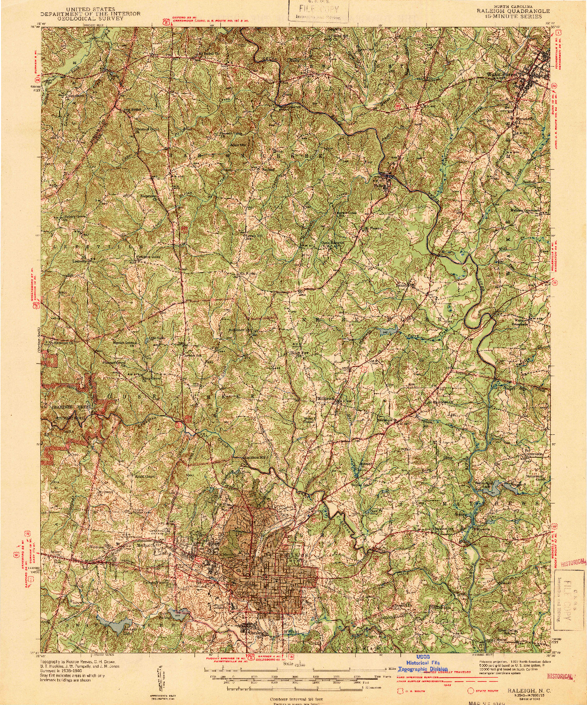 USGS 1:62500-SCALE QUADRANGLE FOR RALEIGH, NC 1943