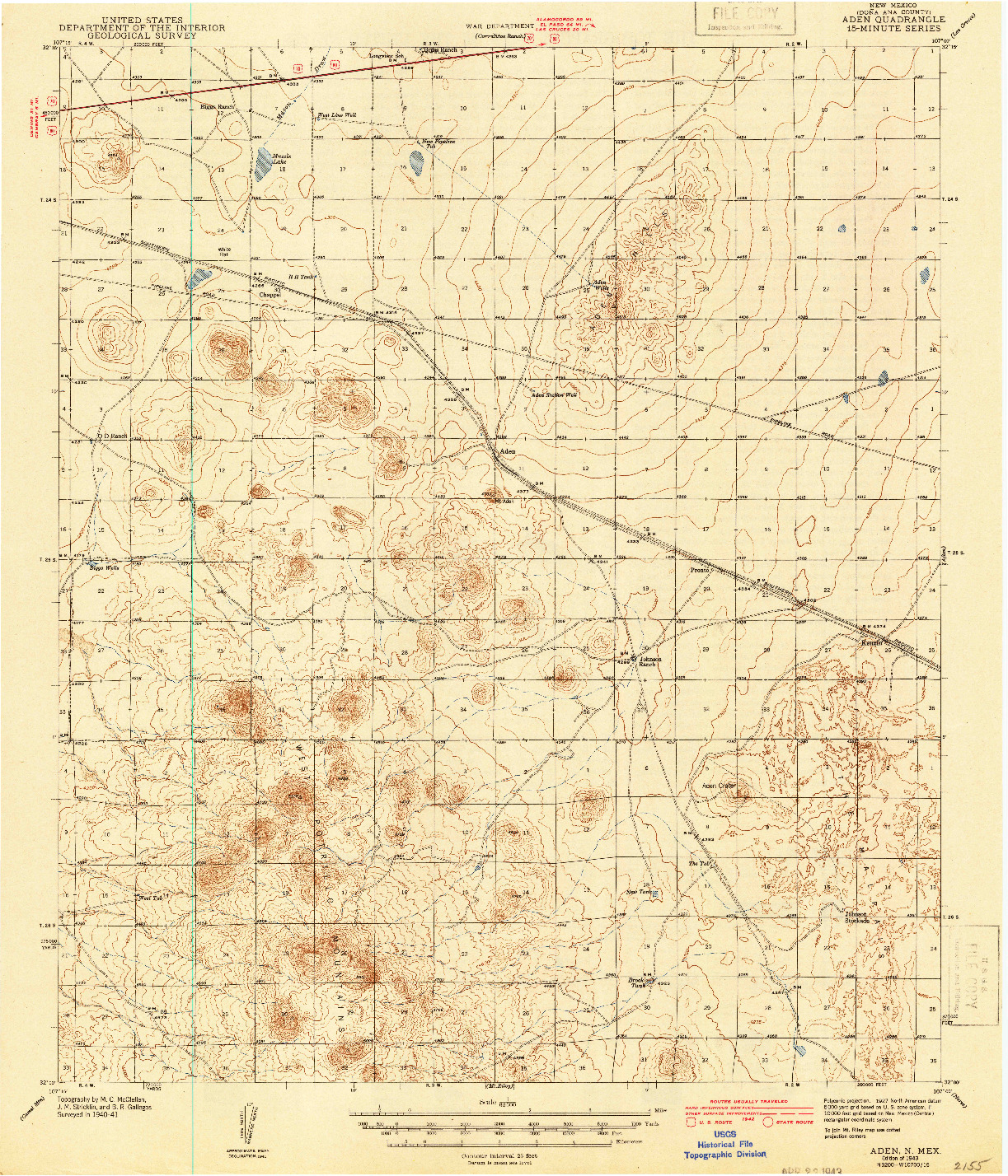 USGS 1:62500-SCALE QUADRANGLE FOR ADEN, NM 1943