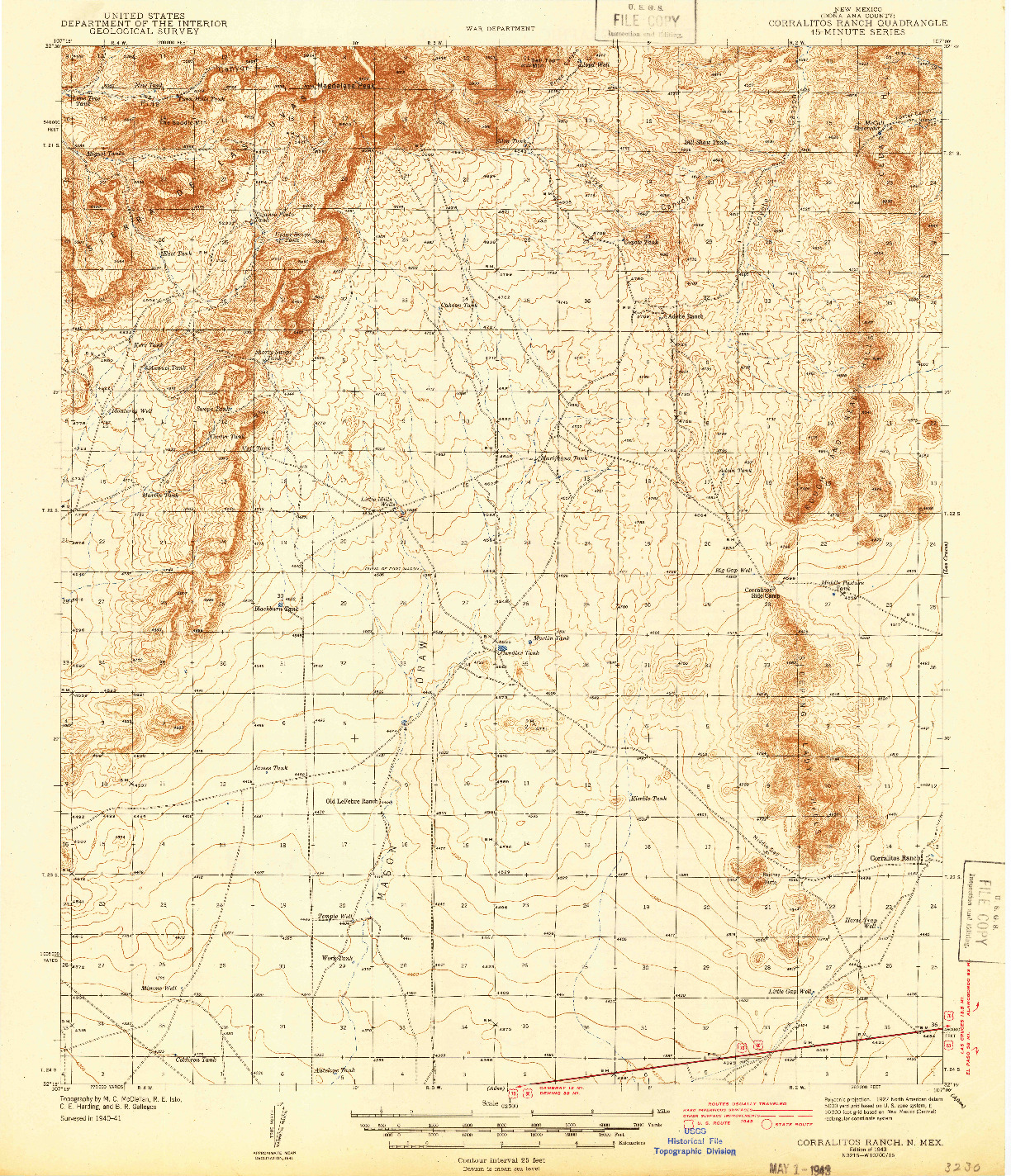 USGS 1:62500-SCALE QUADRANGLE FOR CORRALITOS RANCH, NM 1943