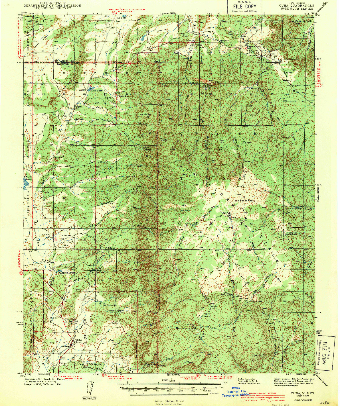 USGS 1:62500-SCALE QUADRANGLE FOR CUBA, NM 1943