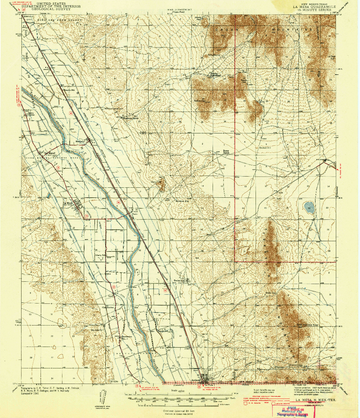 USGS 1:62500-SCALE QUADRANGLE FOR LA MESA, NM 1943