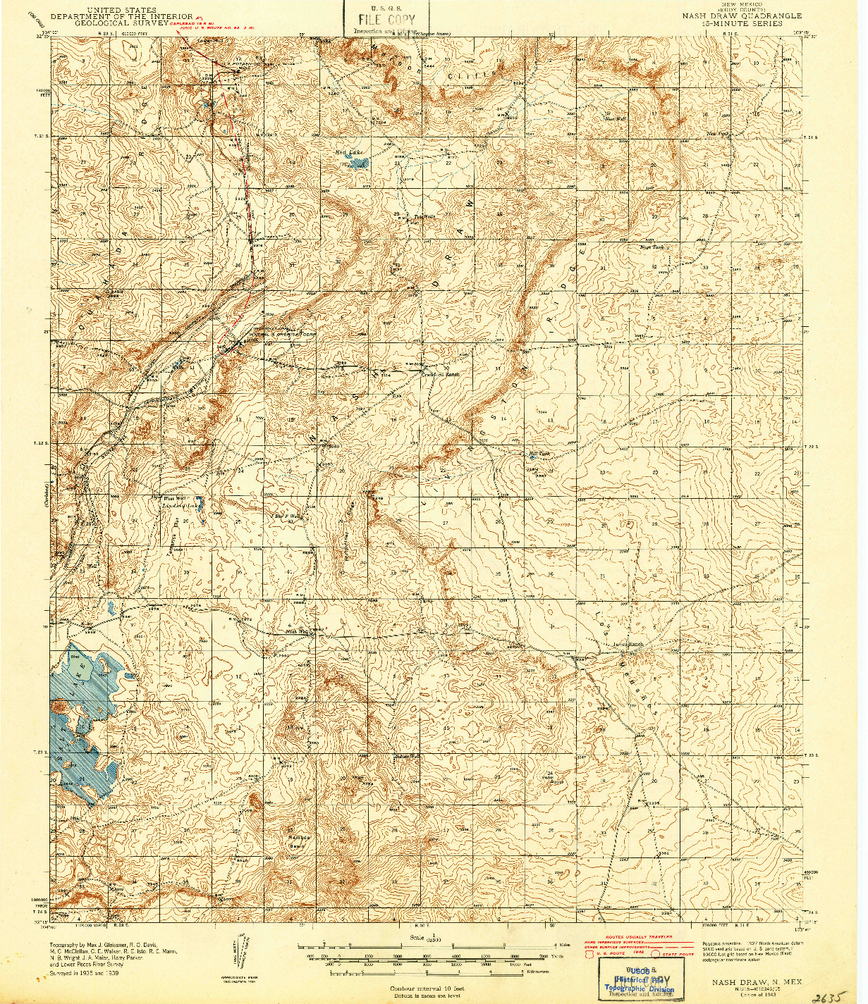 USGS 1:62500-SCALE QUADRANGLE FOR NASH DRAW, NM 1943