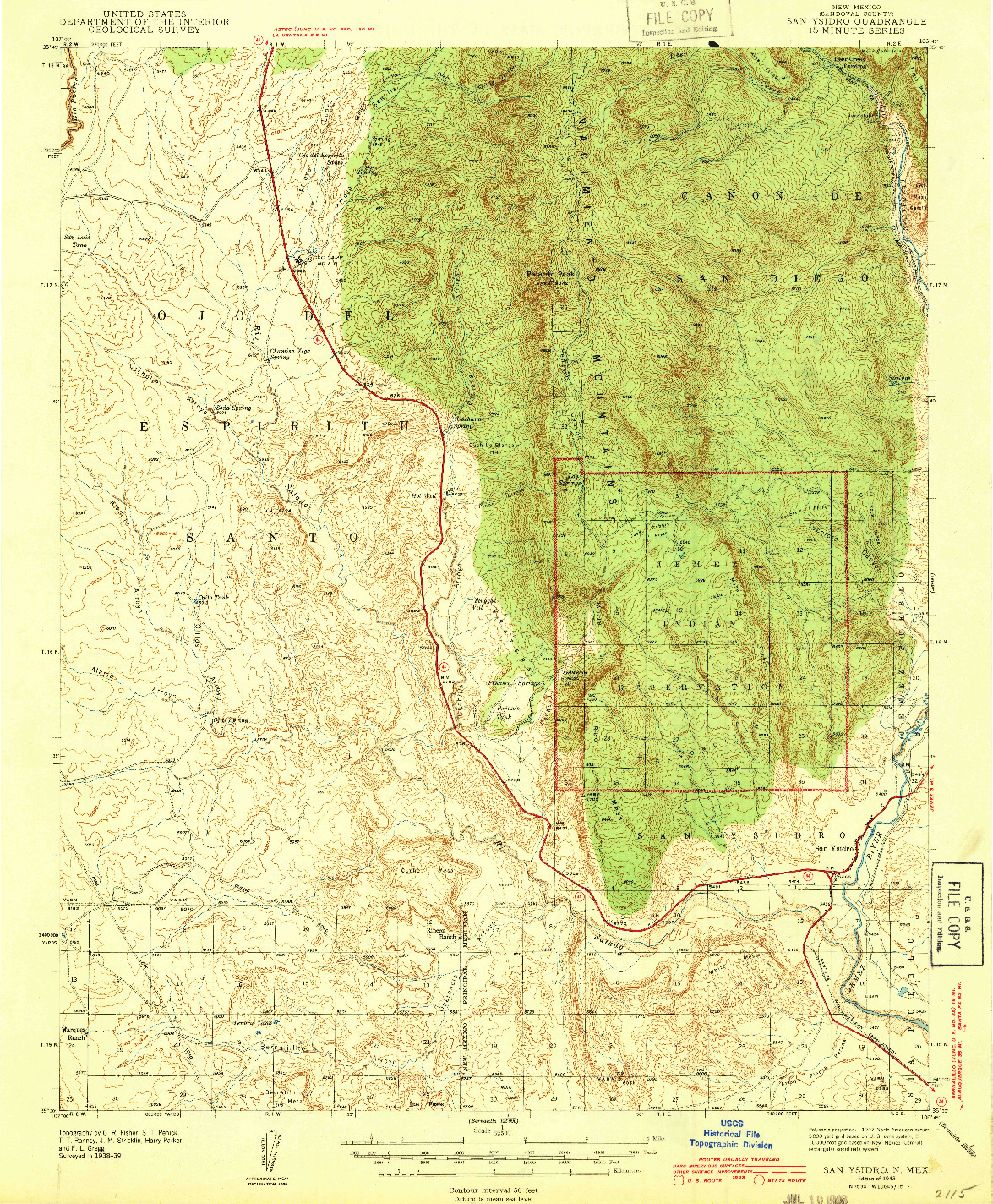 USGS 1:62500-SCALE QUADRANGLE FOR SAN YSIDRO, NM 1943