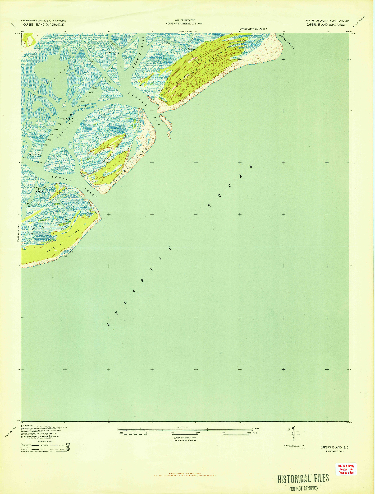 USGS 1:24000-SCALE QUADRANGLE FOR CAPERS ISLAND, SC 1943