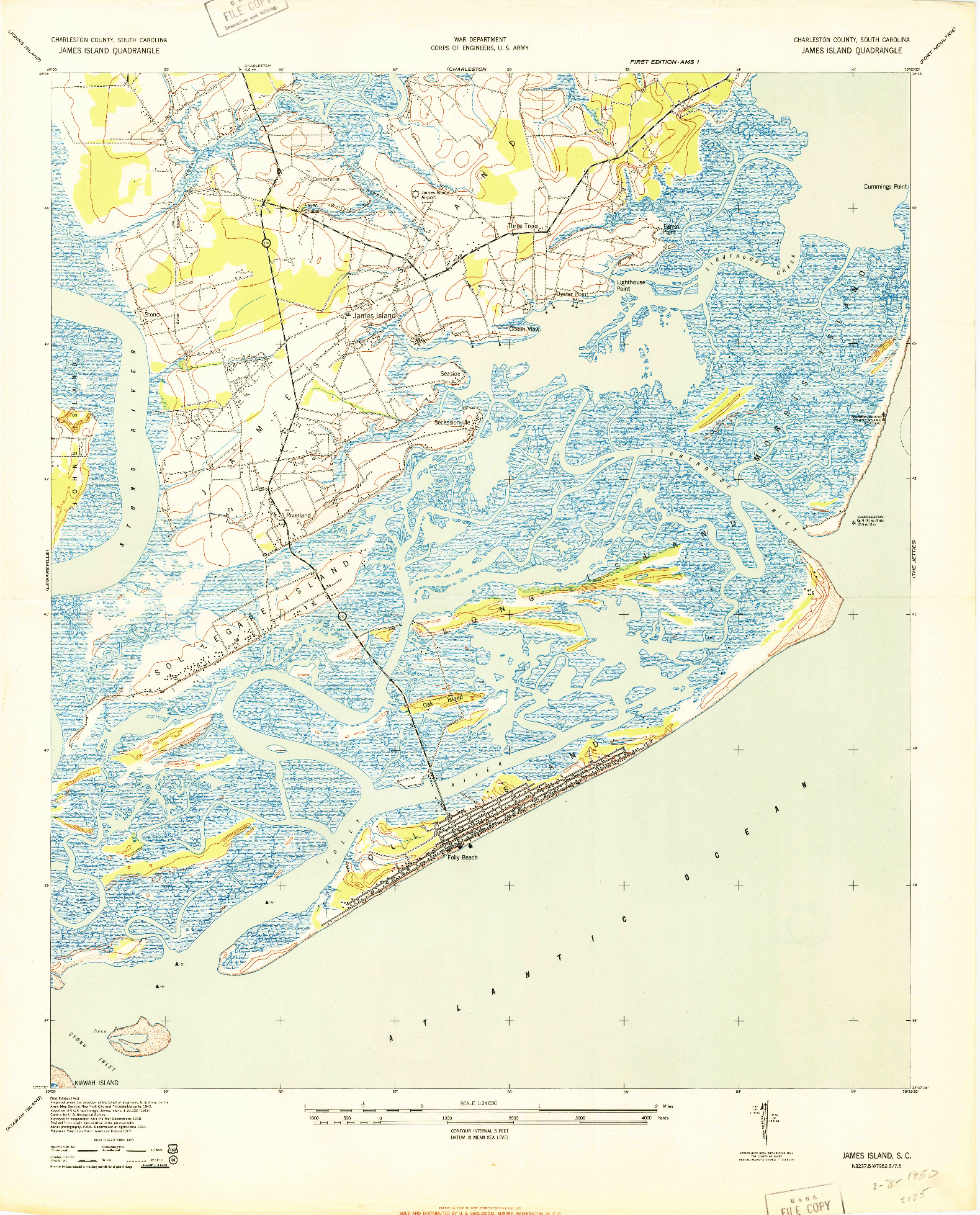 USGS 1:24000-SCALE QUADRANGLE FOR JAMES ISLAND, SC 1943